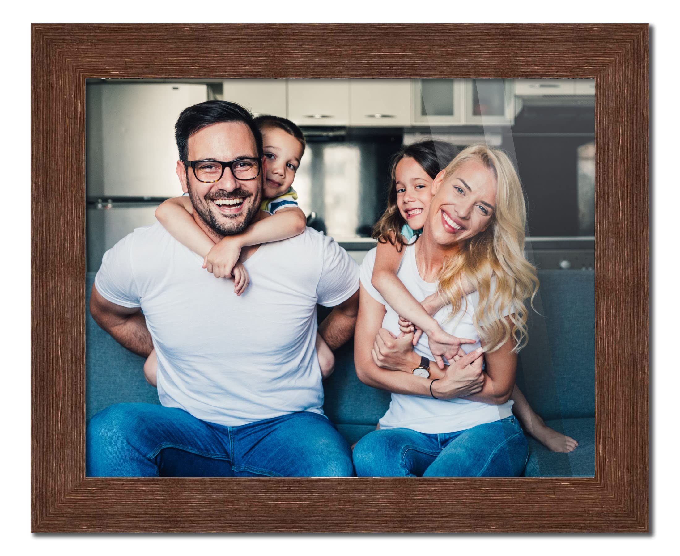 29x35 Brown Barnwood Picture Frame - Modern Wood Photo Frame with UV Acrylic Shatter Guard & Acid-Free Backing - Perfect for Family Photos, Wall Decor, Living Room, Bedroom, Office Display (No Mat Included)