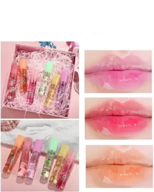 GLAMEZONE Long Lasting Hydrating Lip Oil - 6 Pack (21g Each) | Fruit Flavored Lip Care for Dry & Chapped Lips | Perfect for Daily Moisture & Night Repair