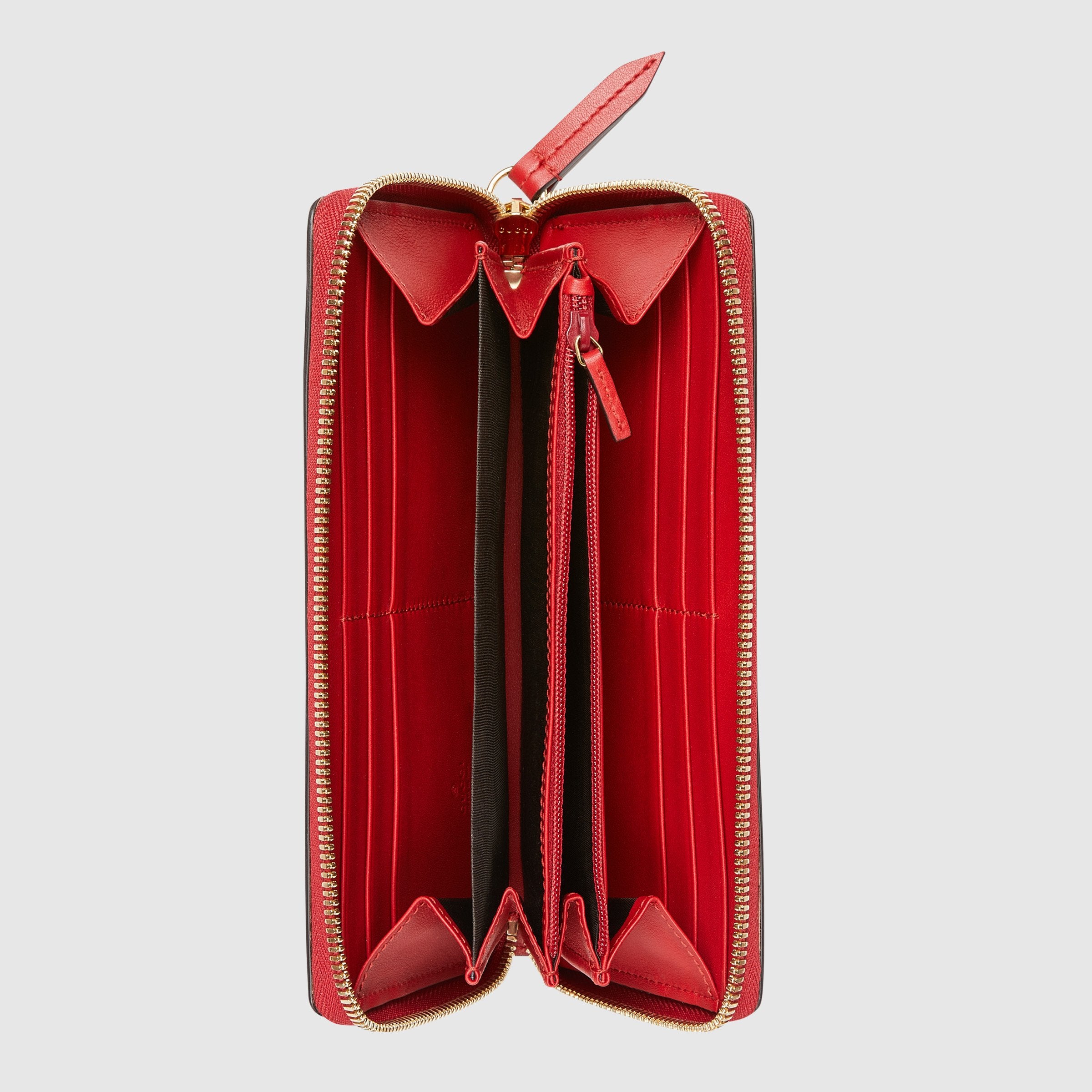 Gucci Sylvie Leather Continental Wallet in Hibiscus Red - Luxury Women's Wallet for Everyday Use & Travel
