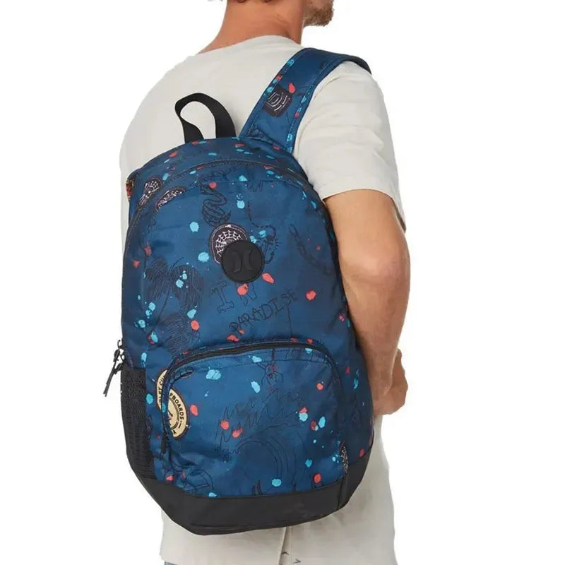 Hurley Blockade II Scribble Blue Print Backpack - Stylish & Durable School, Travel & Outdoor Backpack for Men & Women