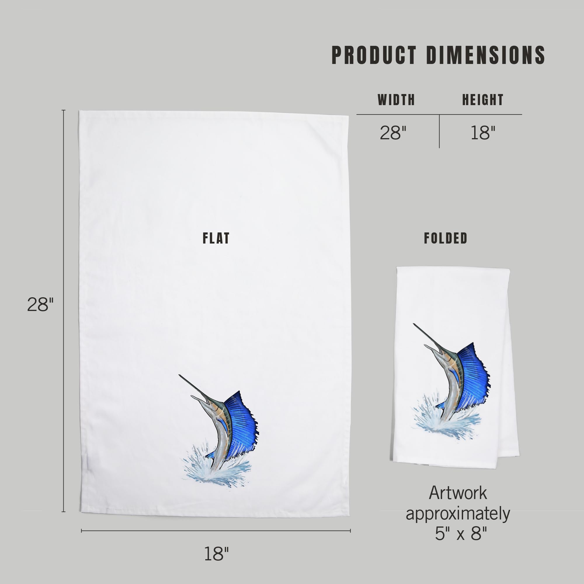 Sailfish Cotton Tea Towel - 100% Premium Cotton Decorative Hand Towel for Kitchen & Home Decor - Perfect for Dish Drying, Gift Giving & Coastal-Themed Decor