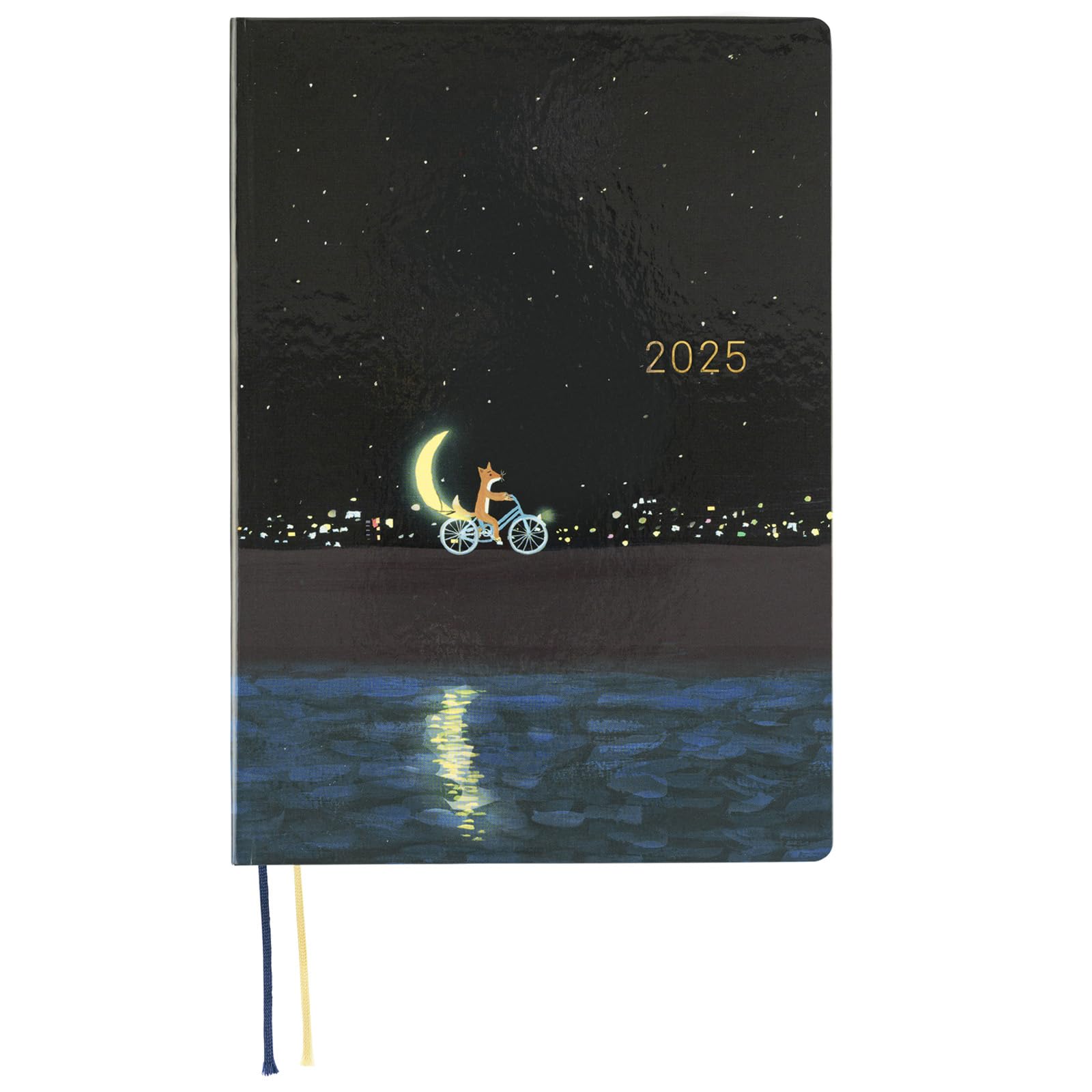 Hobonichi Techo 2025 HON English Planner - A5 Size, January Start, Hiroko Kubota Crescent Moon Design | Daily Journal, Work Organizer & Productivity Planner for Students & Professionals