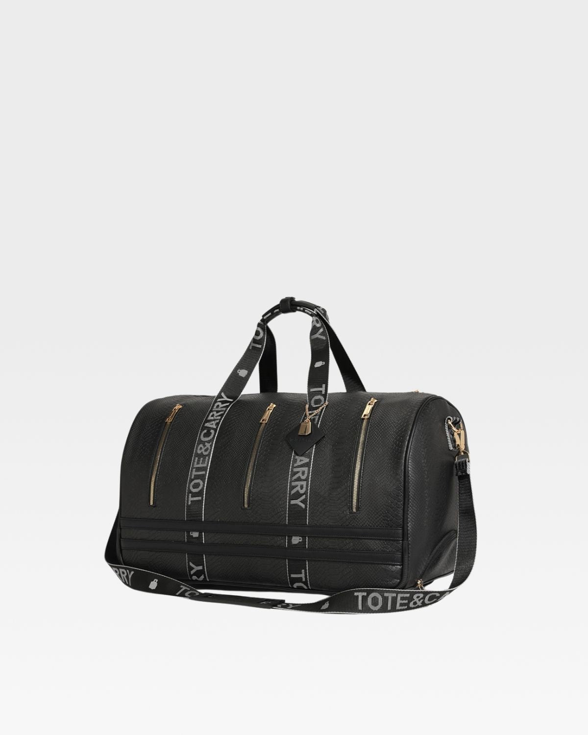Black Rolling Duffle Bag with Caution Tape Design - Perfect for Travel, Gym & Work Commute | Heavy-Duty Wheels & Spacious Storage