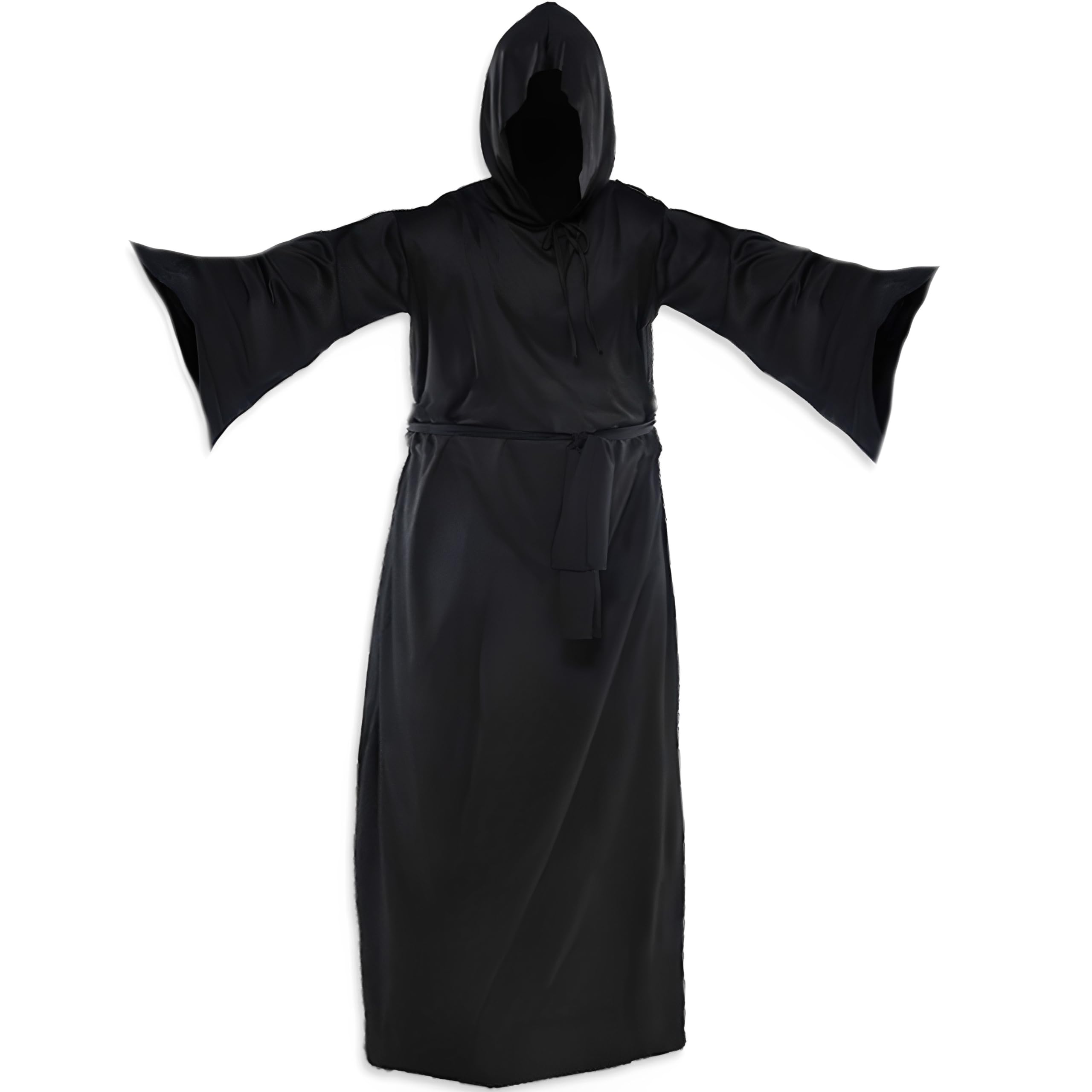 Black Horror Robe for Adults - Scary Halloween Costume with Hooded Design | Perfect for Halloween Parties, Haunted Houses, Cosplay & Horror Events | Spooky Gothic Cloak for Themed Gatherings & Roleplay