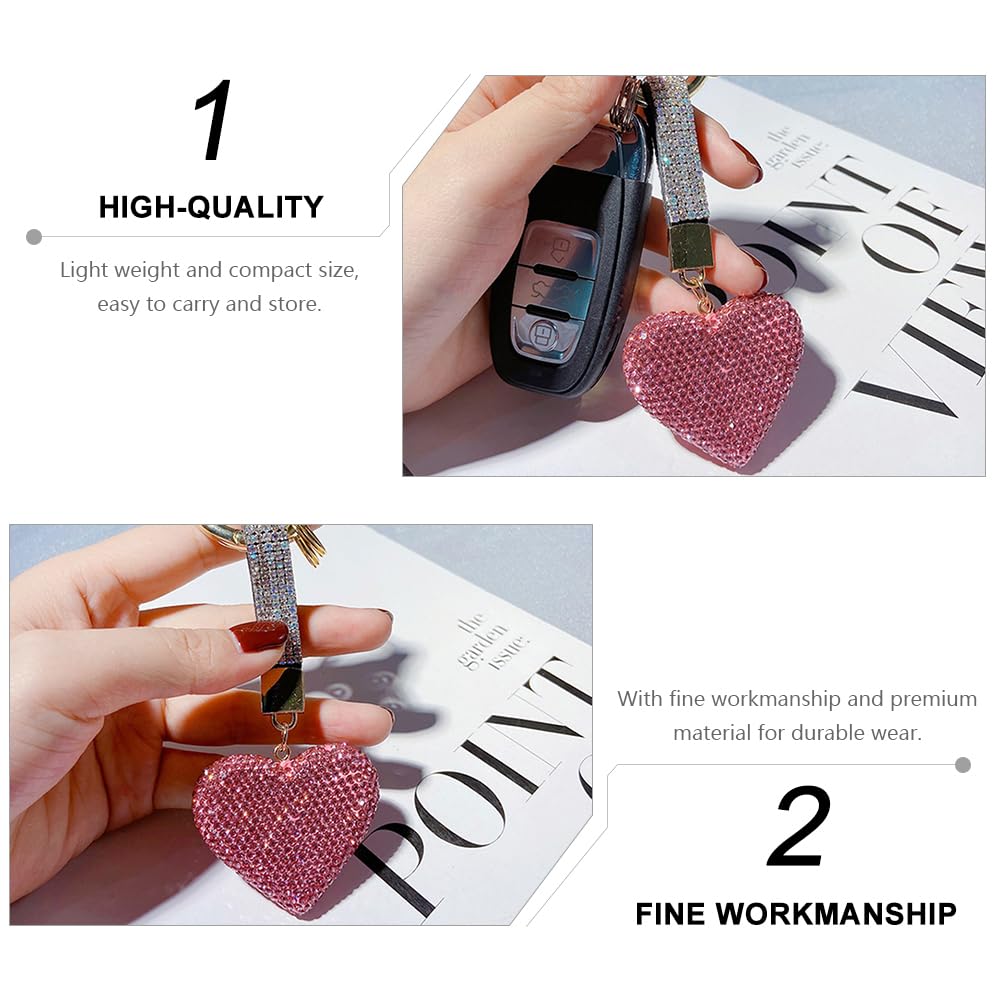 VALICLUD Rhinestone Sparkly Heart Keychain - Shiny Bag Charm Pendant for Women, Handbags, Backpacks & Car Decor - Perfect Gift for Valentine's Day, Birthday & Party Favors