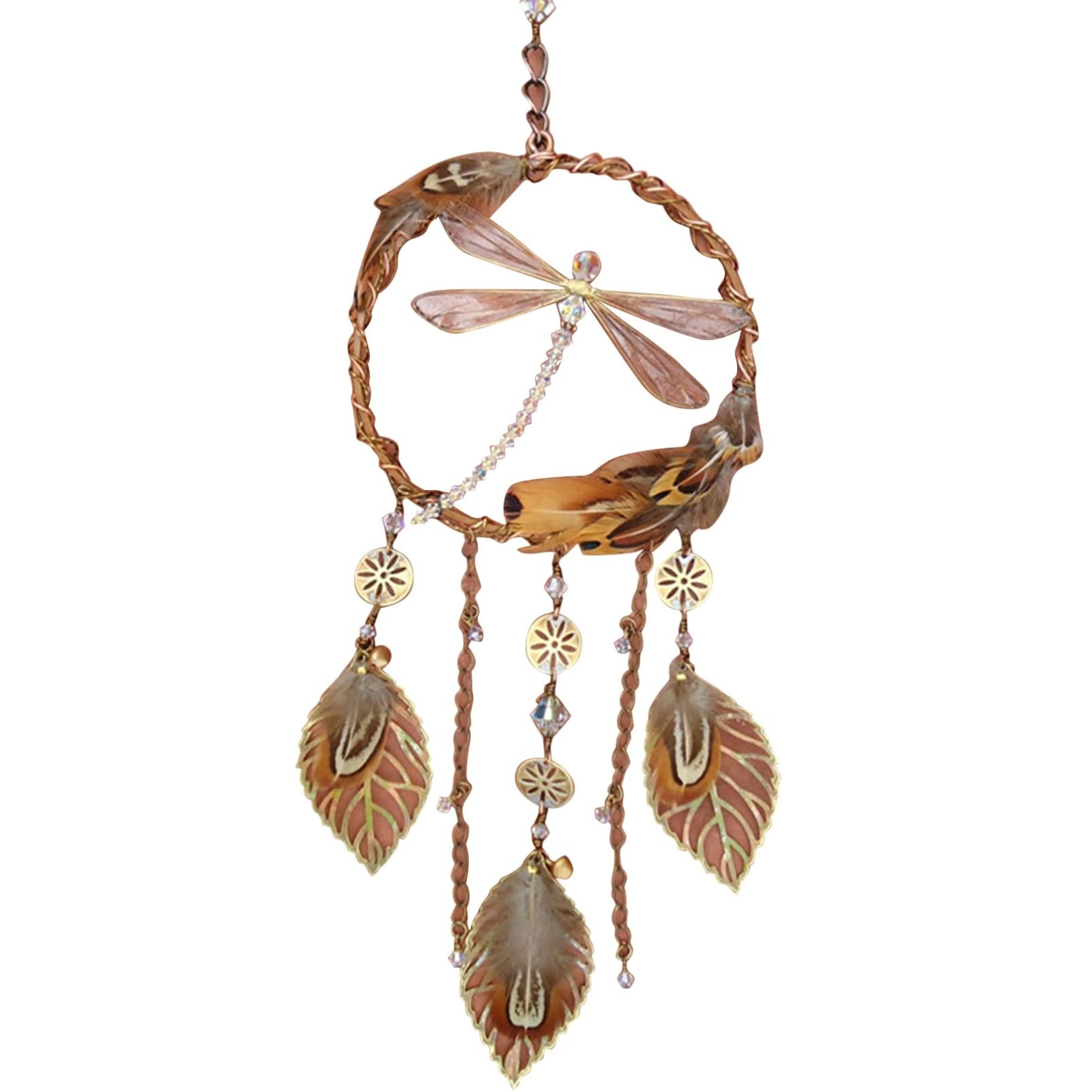 Handmade Dragonfly Dream Catcher with Feathers - Bohemian Wall Hanging Decor for Bedroom, Nursery & Living Room - Perfect for Home Decor, Wedding Gift & Spiritual Space