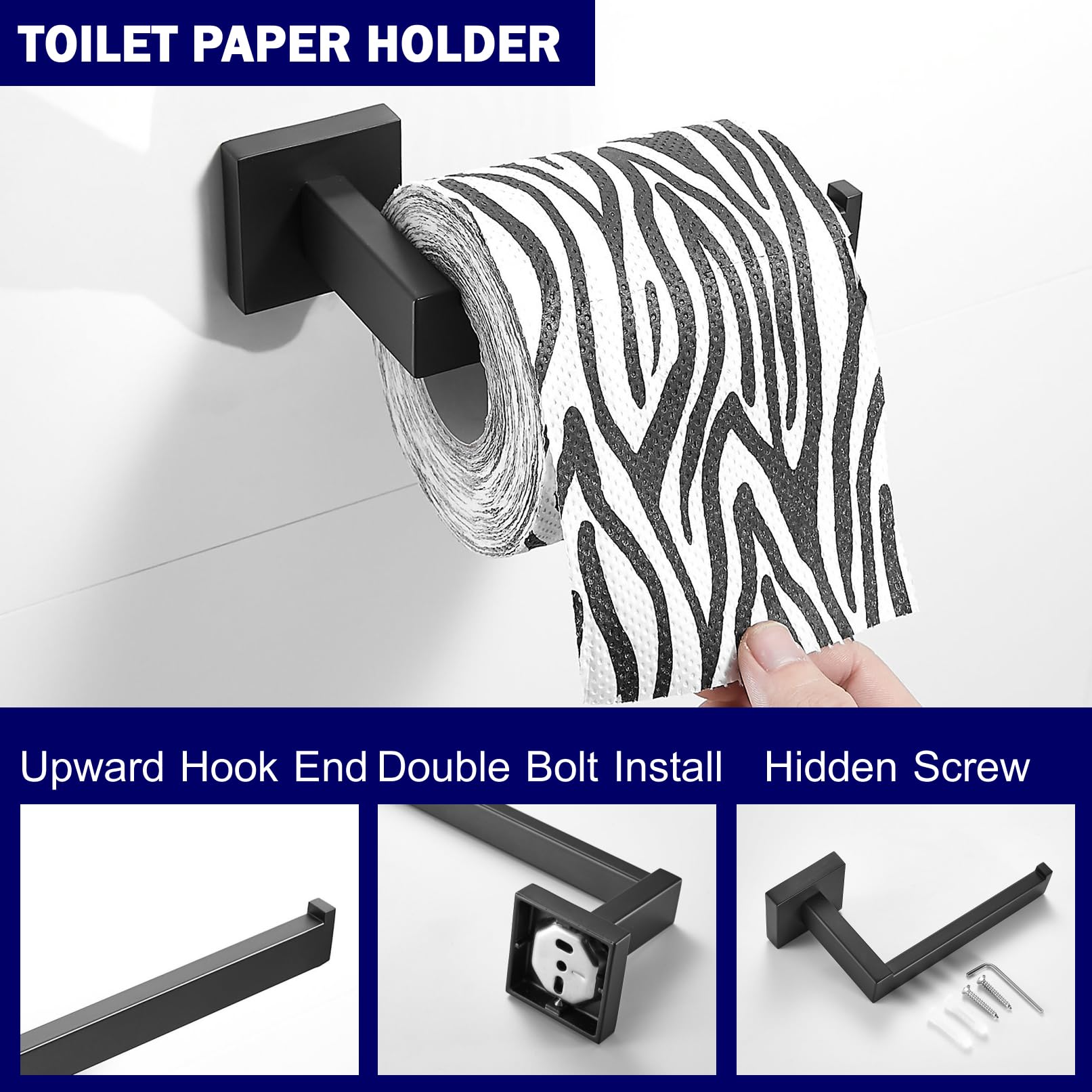 Premium Matte Black Bathroom Hardware Set - 23.6