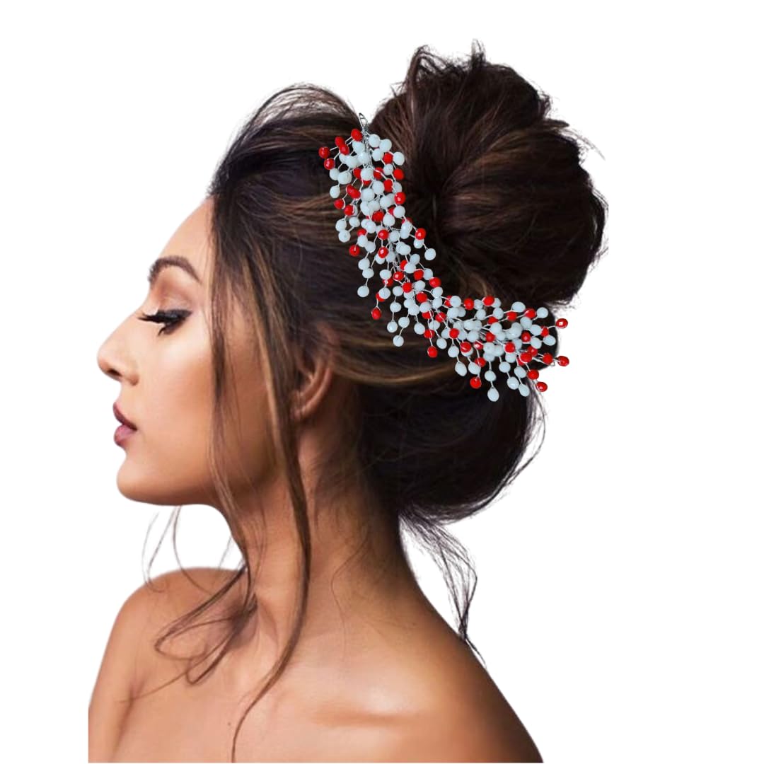 Premium Beads & Crystal Hair Accessories for Girls & Women - Elegant Juda Bun, Updo Hairstyle Headpieces for Wedding, Party & Special Occasions | Perfect for Bridal, Prom, Formal Events & Everyday Glam