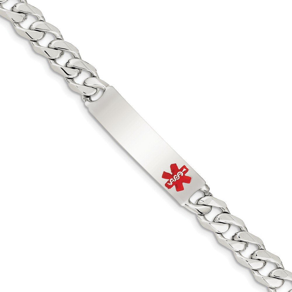 Sterling Silver Polished Medical ID Bracelet - Adjustable Curb Link Chain for Men & Women - Perfect for Emergency Identification & Everyday Wear