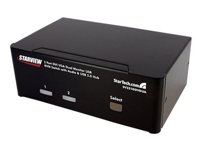 StarTech.com 2-Port DVI VGA KVM Switch with USB and Audio Support | Dual Monitor KVM Switch for PC & Laptop | Ideal for Home Office & Gaming Setup