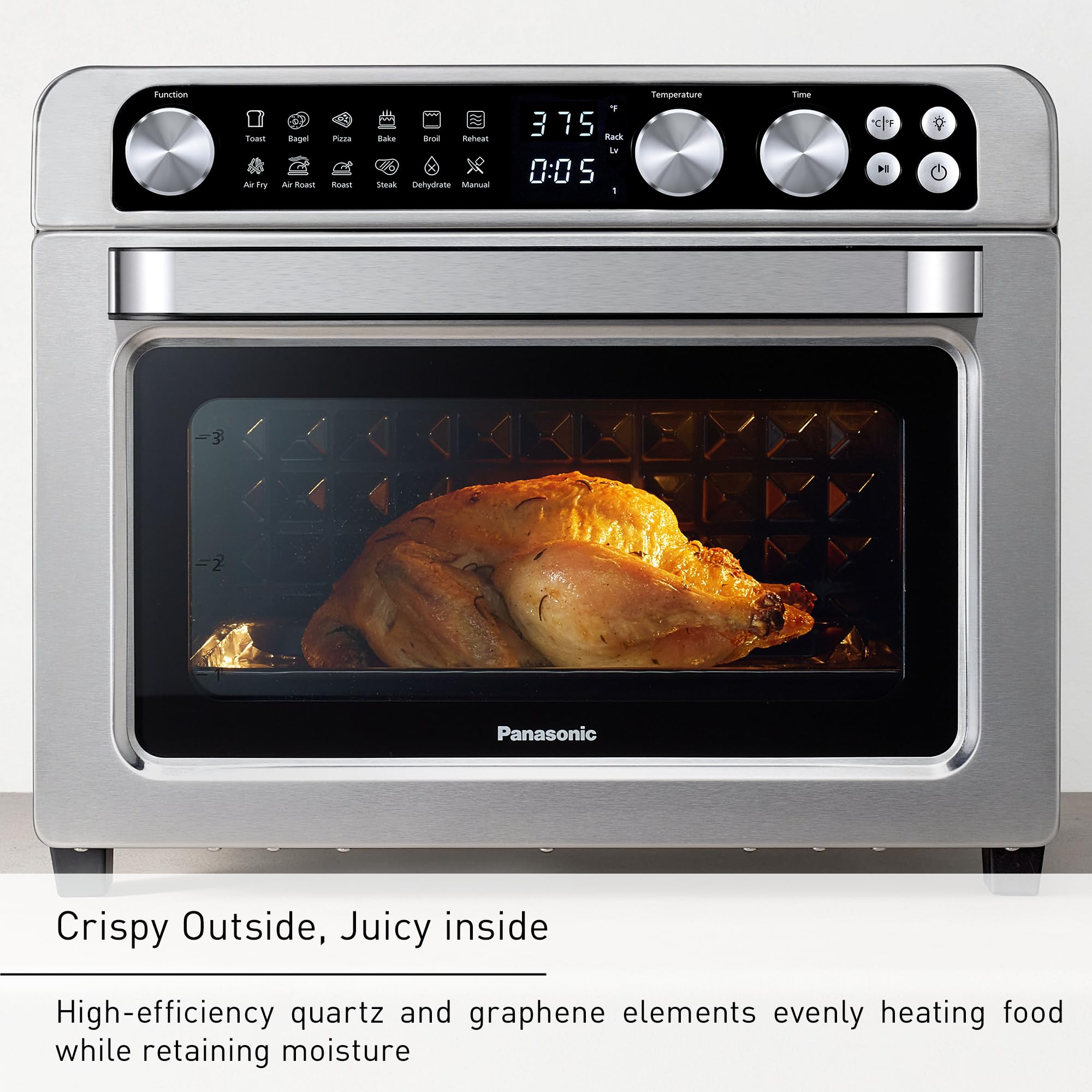 Panasonic Air Fryer Toaster Oven Combo - 11-in-1 Countertop Convection Oven with FlashXpress Technology, Double Infrared Heating & Precise Temp Control | 1800W, PFAS-Free (Model NB-G211P) | Perfect for Baking, Roasting, Air Frying & Family Meal Prep