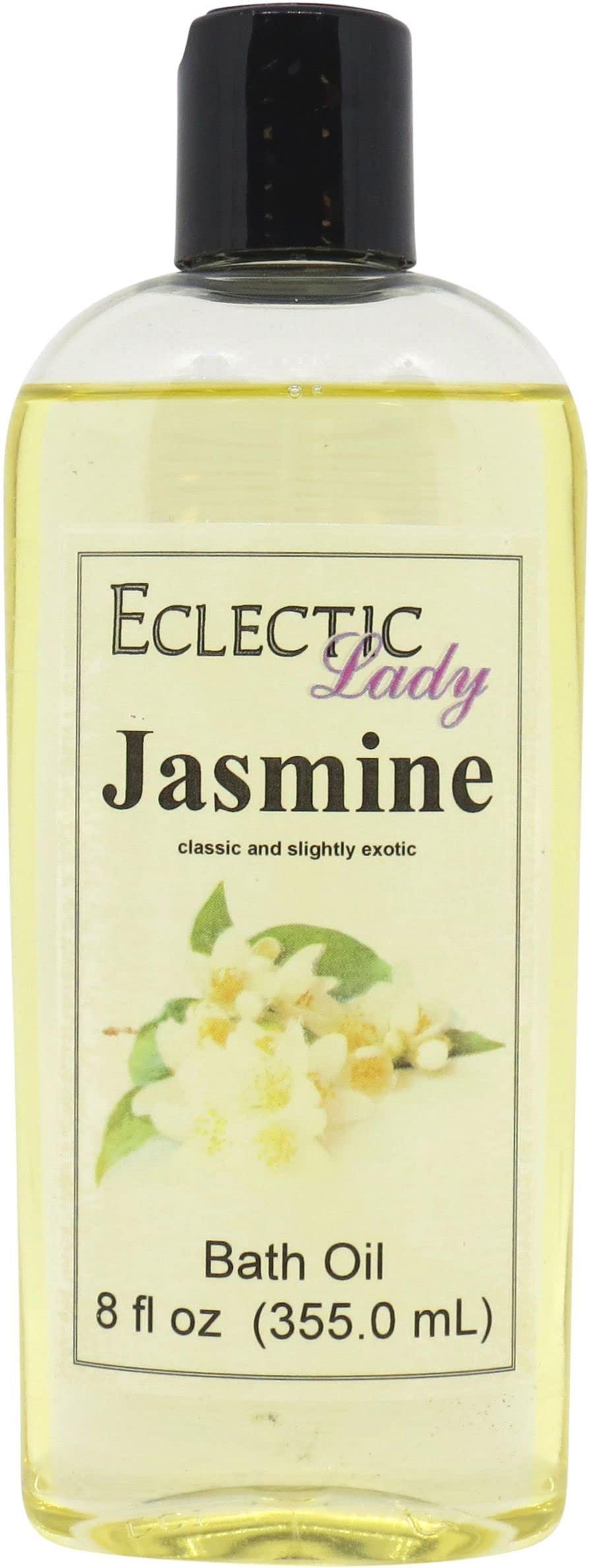 Eclectic Lady Jasmine Bath Oil - Relaxing & Moisturizing Scented Body Oil for Dry, Rough & Sensitive Skin - Daily Nourishing Shower Oil (8 oz) - Perfect for Spa Nights, Self-Care Routines & Stress Relief