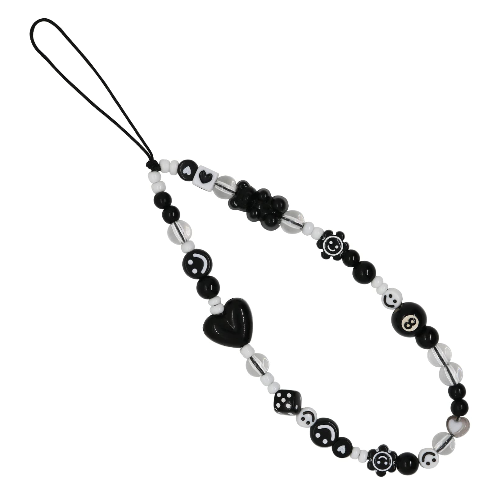 Cute Heart Phone Charm for Women - Fashion Acrylic Bead Phone Lanyard Strap with Anti-Lost Chain | Perfect for Phone Accessories, Keychains & Gift Giving