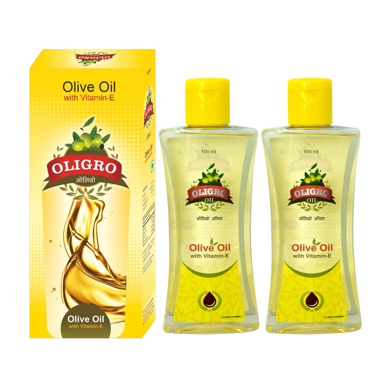 OLIGRO Leeford Body Massage Olive Oil - 2 Pack (100ml Each) with Vitamin E & Almond Oil for Skin Nourishment & Hair Care | Promotes Glowing Skin & Relaxation | Perfect for Spa, Massage & Home Beauty Treatments