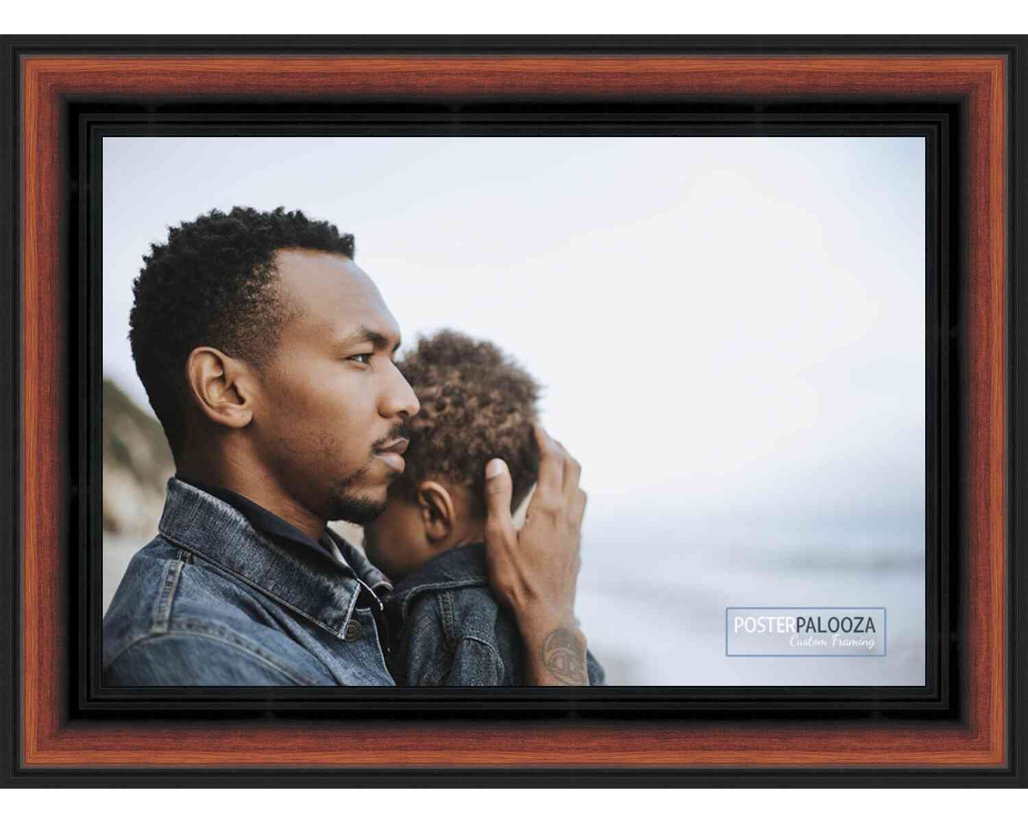 9x14 Traditional Walnut Wood Picture Frame with UV Acrylic, Foam Backing & Hanging Hardware - Wall Art Display for Photos, Posters, Certificates (Home & Office Decor)