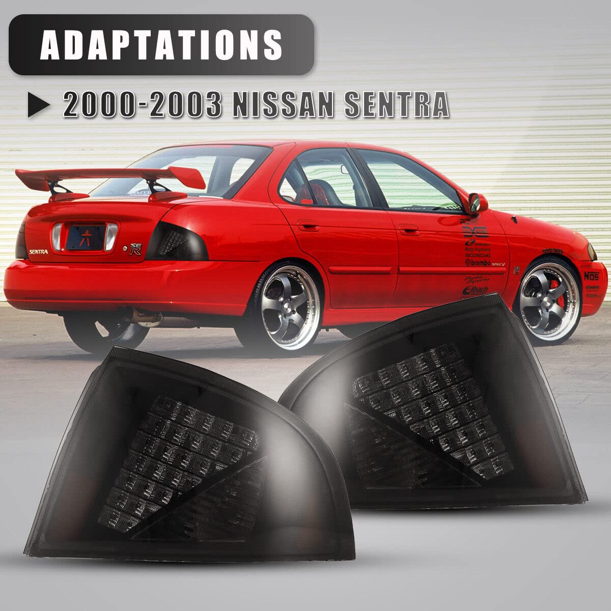 ROXX LED Tail Lights for Nissan Sentra 2000-2003 - Red LED Rear Light Assembly Replacement Pair (Driver & Passenger Side) | Durable & Bright Brake Lights for Night Driving & Enhanced Safety