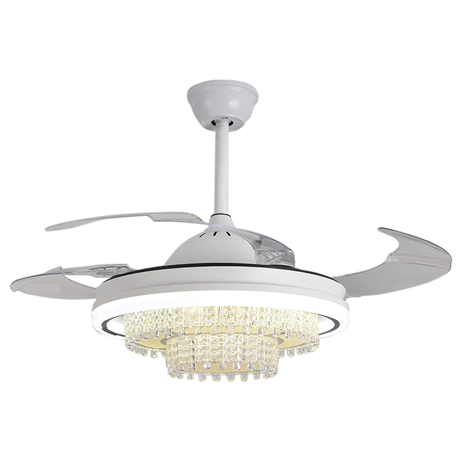 Energy Efficient LED Ceiling Fan with Acrylic Blades - Quiet Restaurant Fan Light in White (Model 523) - Perfect for Dining Rooms, Kitchens, and Commercial Spaces