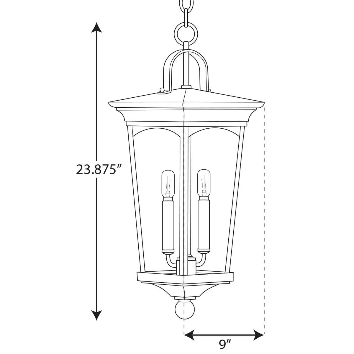 Progress Lighting Chatsworth 2-Light Outdoor Hanging Lantern - Clear Glass, Textured Black Finish - Traditional Style for Porch, Patio & Garden Decor