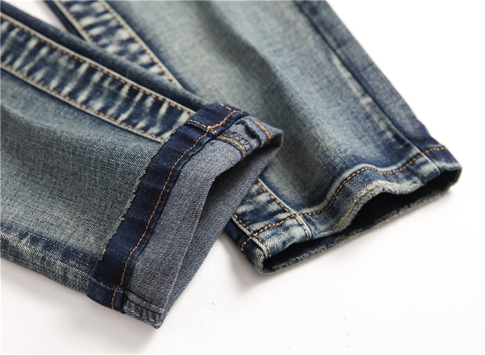 WoJogom Men's Slim Fit Biker Jeans - Skinny Motorcycle Denim Pants with Ripped & Destroyed Details for Autumn - Perfect for Riding, Casual Wear & Street Style
