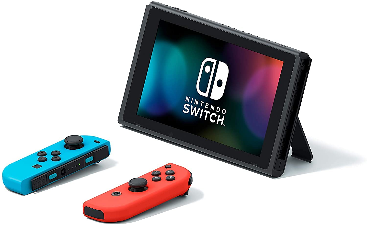 Refurbished Nintendo Switch Console with Neon Blue & Red Joy-Con Controllers - Portable Gaming for Travel, Parties & Family Fun