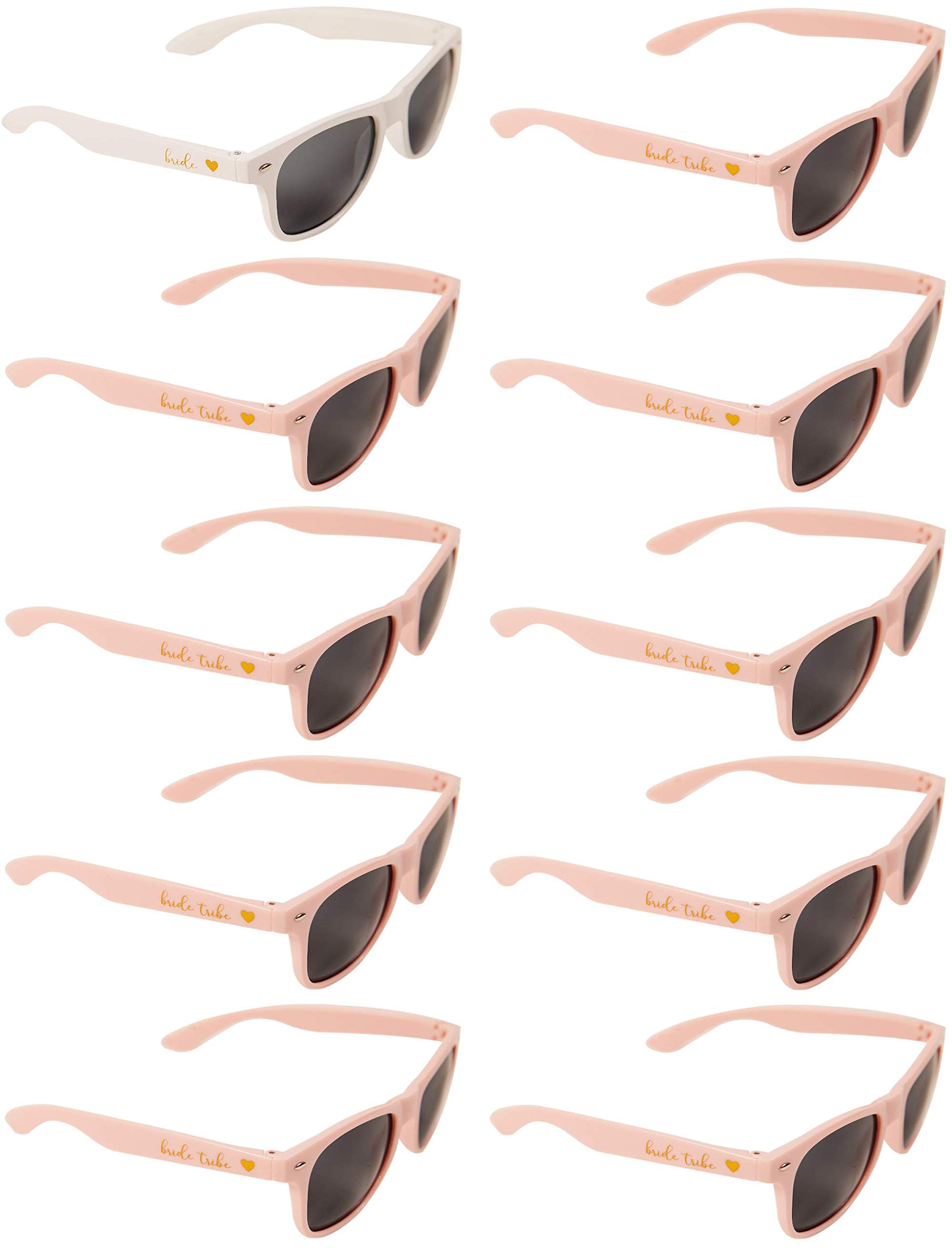 Bachelorette Party Sunglasses for Bride & Bridesmaids - Partay Shenanigans Bride Tribe Shades (1 Bride + 9 Bridesmaids) - Perfect for Wedding Showers, Girls Trips & Bachelorette Getaways