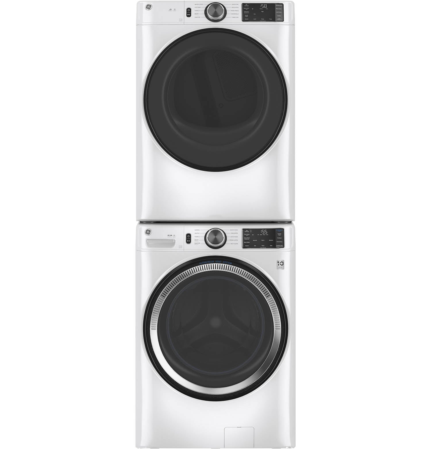 GE Front Load Washer and Dryer Set - 5.5 Cu. Ft. White Washer & 7.8 Cu. Ft. Gas Dryer (GFW550SMNWW/GFD55GSSNWW) - Perfect for Laundry Rooms, Apartments, and Energy-Efficient Homes