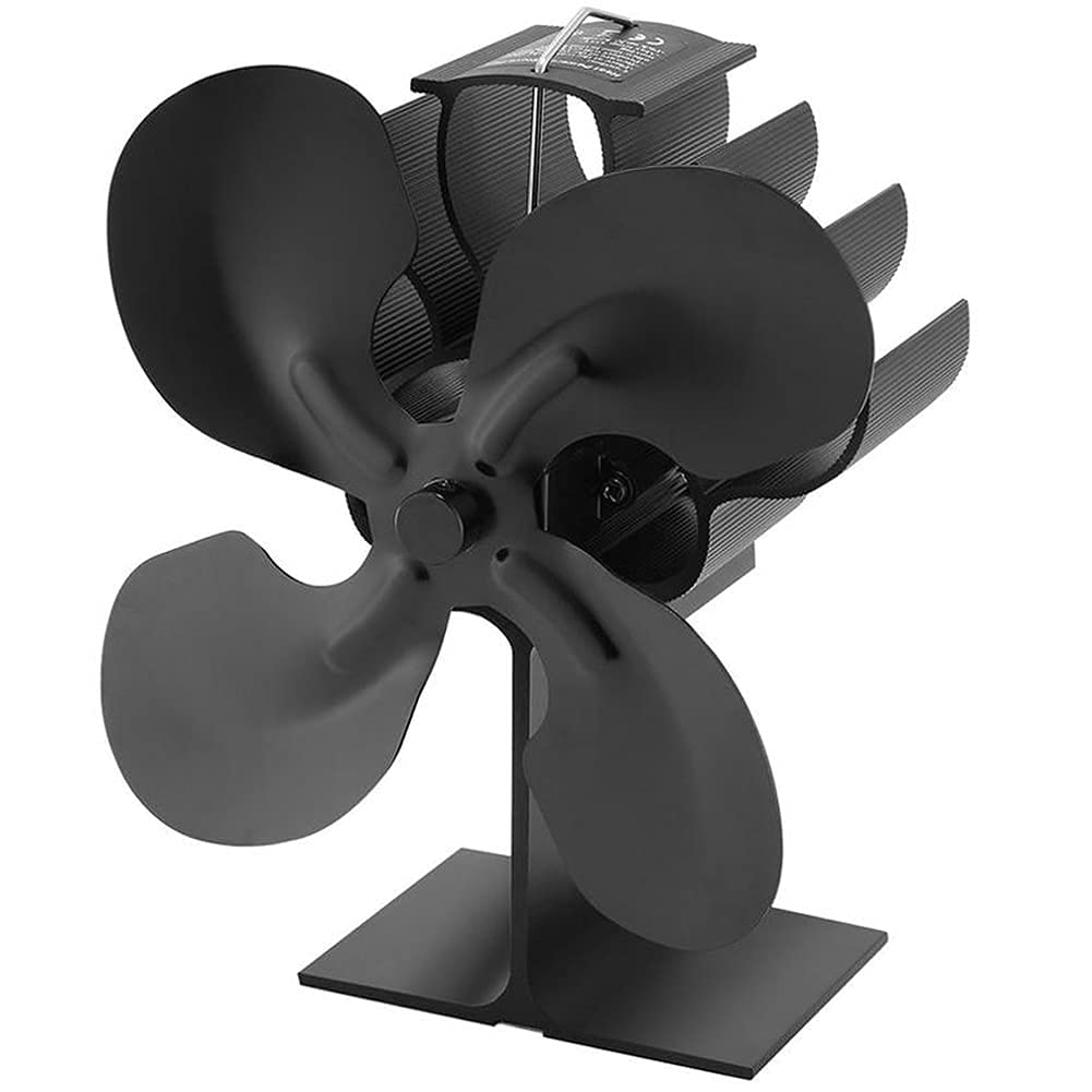 4-Blade Heat Powered Fireplace Fan - Silent Stove Fan for Wood Burner & Log Stove - Auto Starts at 50℃ for Efficient Heat Circulation - Perfect for Living Room, Cabin & Winter Heating