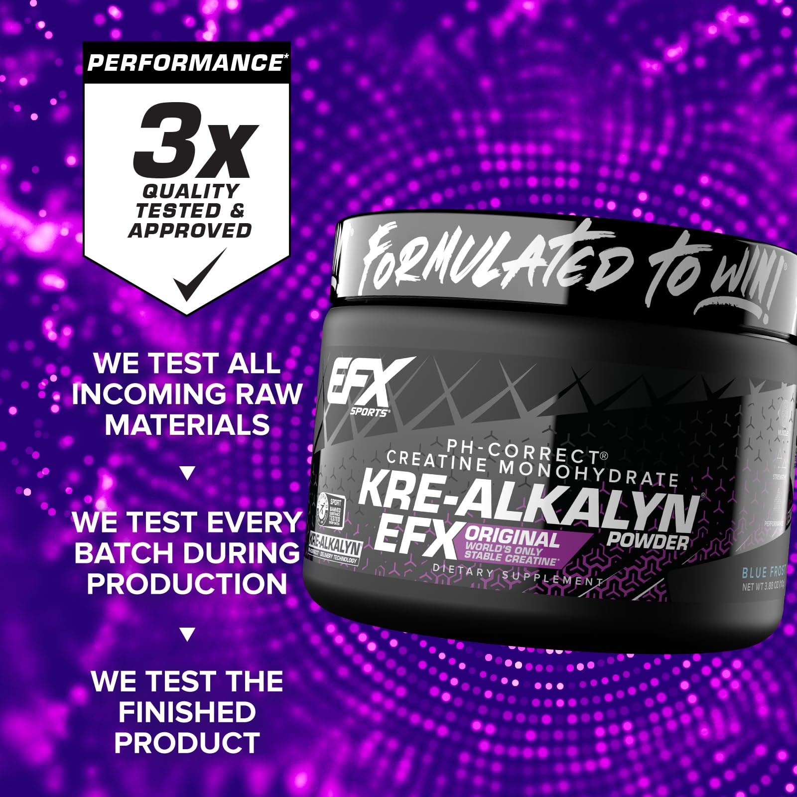 EFX Sports Kre-Alkalyn EFX Creatine Monohydrate Powder Supplement - pH Balanced for Strength, Muscle Growth & Performance - 55 Servings Blue Frost - Pre-Workout & Post-Training Recovery Boost