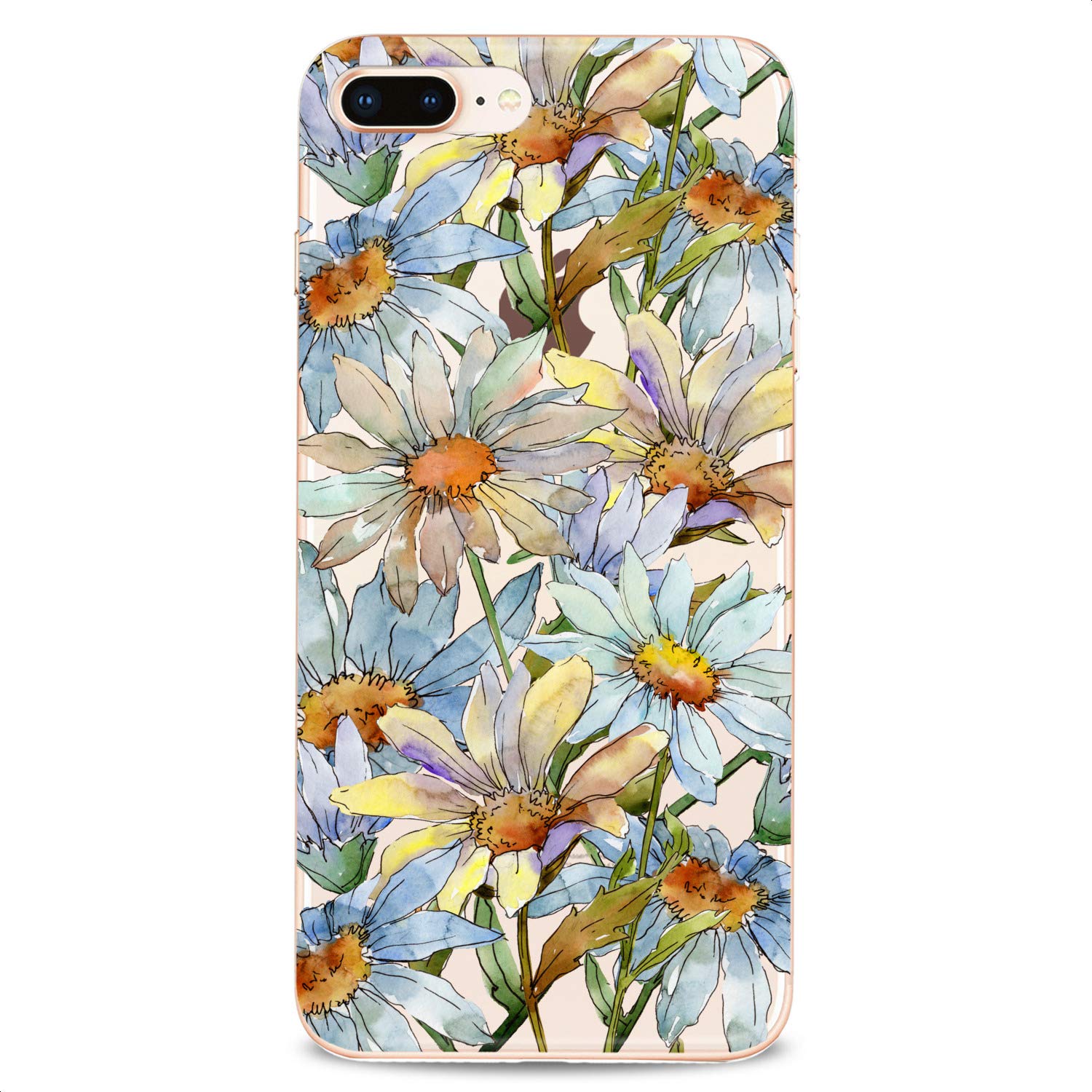 Premium Flexible TPU Phone Case for iPhone 16/15/14/13/12/11 Pro Max/Plus/Mini/XS/XR/X/8+/7/6/5/SE - Cute Floral Daisy Design Slim Clear Silicone Cover for Women & Girls - Perfect for Everyday Protection & Stylish Outfits