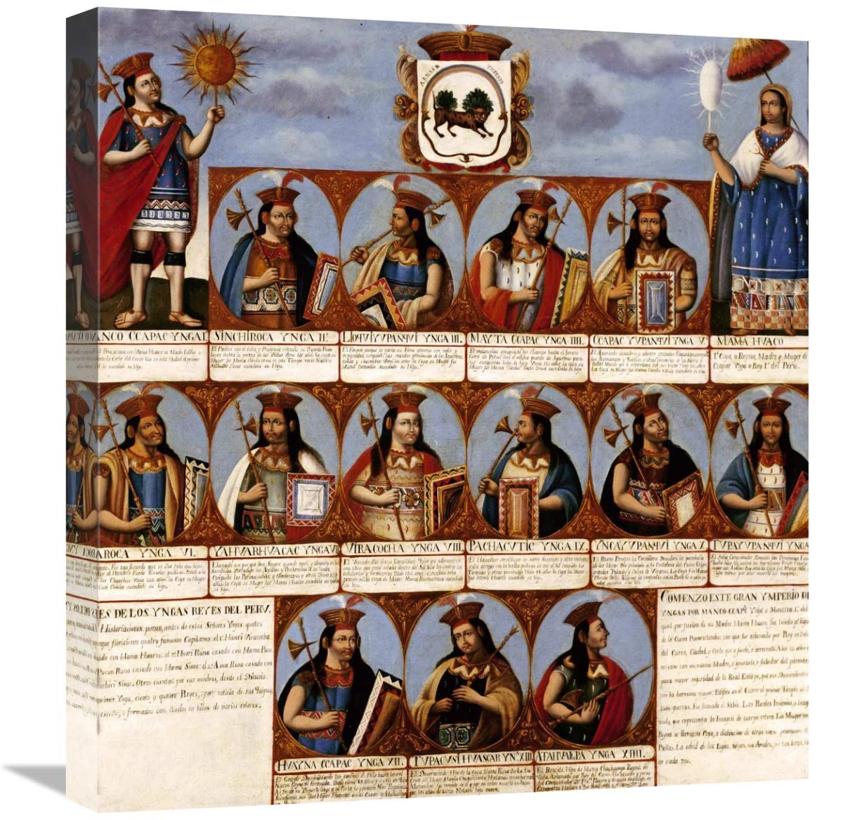 22 in. La Dinastia Inca Art Print - Peruvian School Wall Decor | Handmade Indigenous Painting | Perfect for Home, Office & Cultural Decor