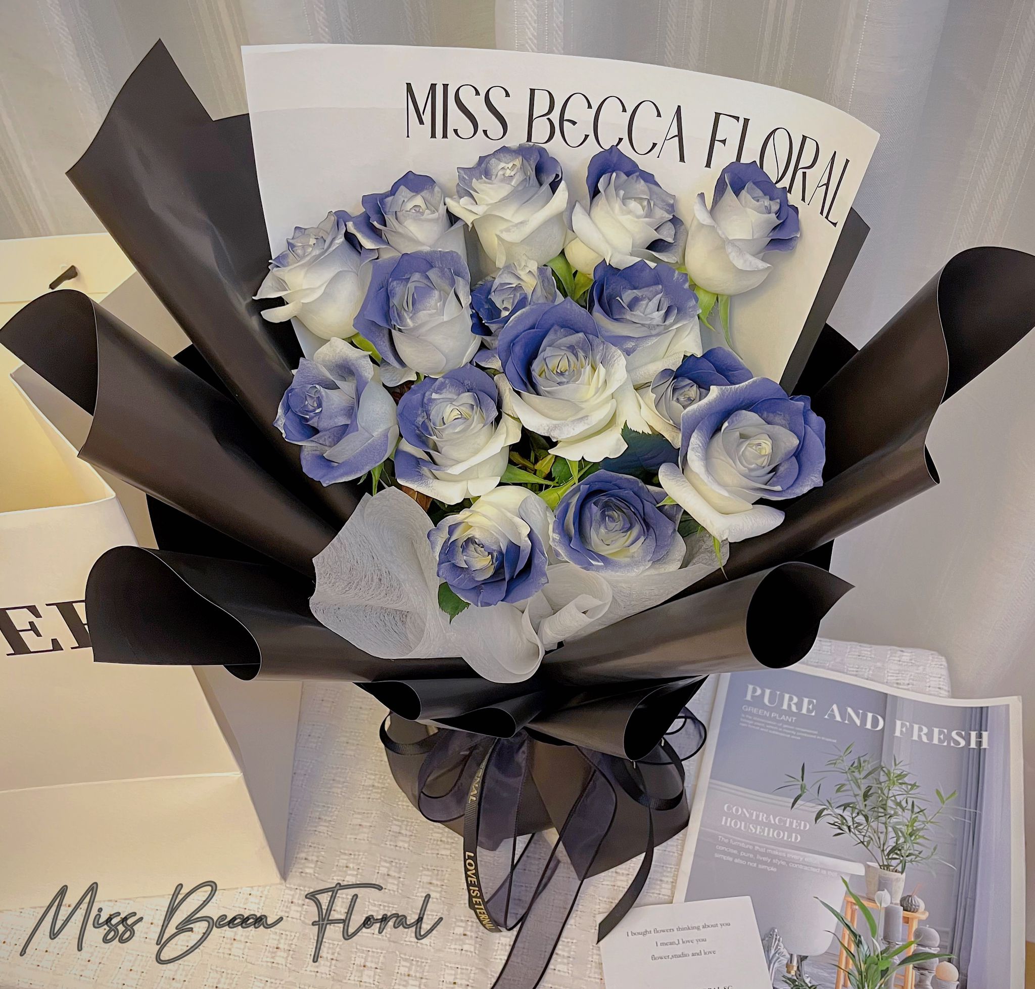 Premium Maltese Blue Rose Fresh Flower Bouquet - Long-Lasting Elegant Roses for Weddings, Anniversaries & Romantic Gifts