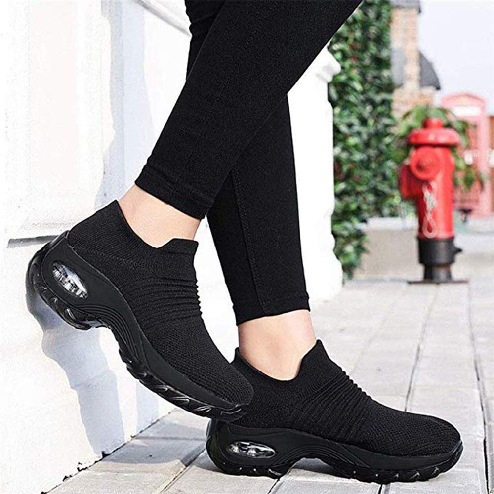 Hitmars Women's Running Shoes - Lightweight Mesh Sneakers with Air Cushion for Walking, Gym & Sports | Comfortable Knit Design in Black, Blue, Grey, Pink, White | UK Sizes 3-9 | Perfect for Casual Wear, Jogging & Workouts