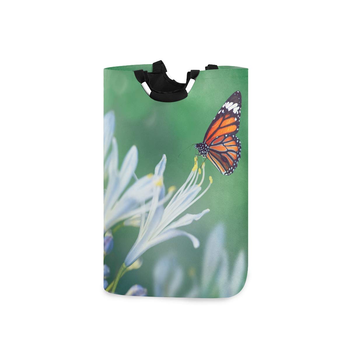 RunningBear Collapsible Laundry Hamper with Butterfly Wild Design - Large Capacity Foldable Clothes Basket for Bathroom, Dorm & Bedroom Storage | Perfect for Laundry Organization & Space Saving