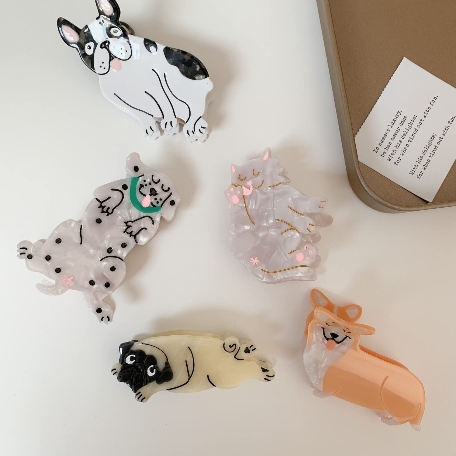 Cute Corgi Dog Hair Clips for Women & Girls - Small Acetate Claw Clips for Fine Hair - Perfect for School, Work, Parties & Everyday Styling