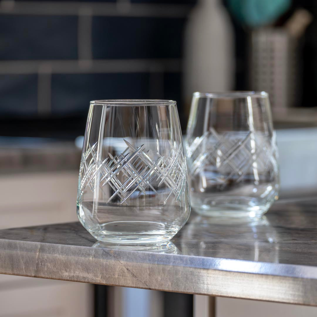 Argyle 15.75oz Stemless Wine Glasses - Set of 12 | Shatter-Resistant Crystal Clear Glassware for Red & White Wine, Cocktails, and Beverages | Perfect for Parties, Weddings, and Home Entertaining