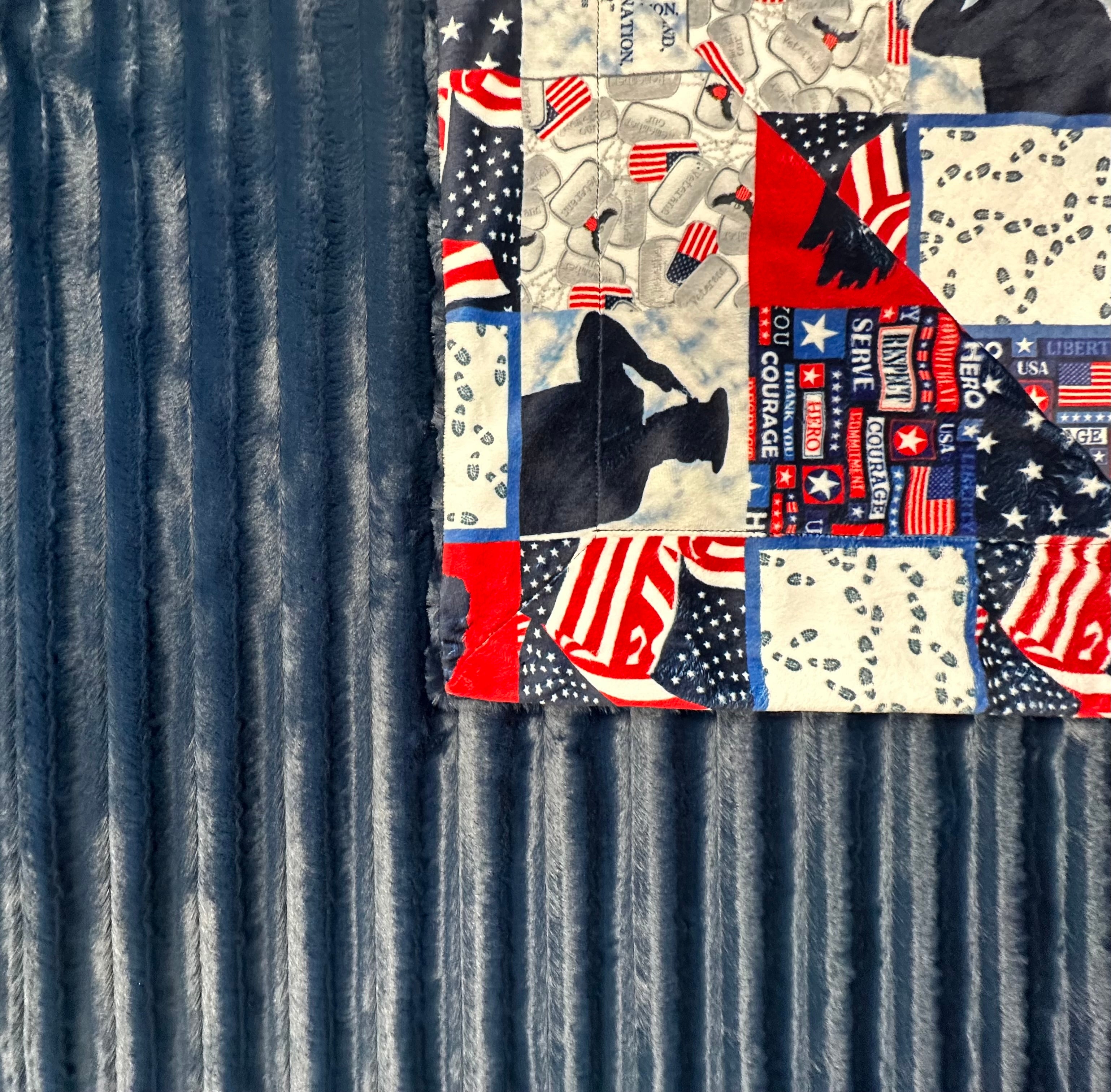 Honor Our Veterans - Navy Chinchilla Soft Fleece Blanket 60x72 Inches, Extra Wide for Adults - Perfect for Couches, Beds & Gifts for Military Heroes