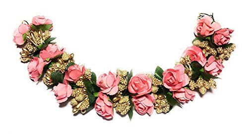 AB Beauty House® Juda Hair Gajra - Pink Artificial Bridal Hair Accessories for Women & Girls - Perfect for Weddings, Parties & Special Occasions