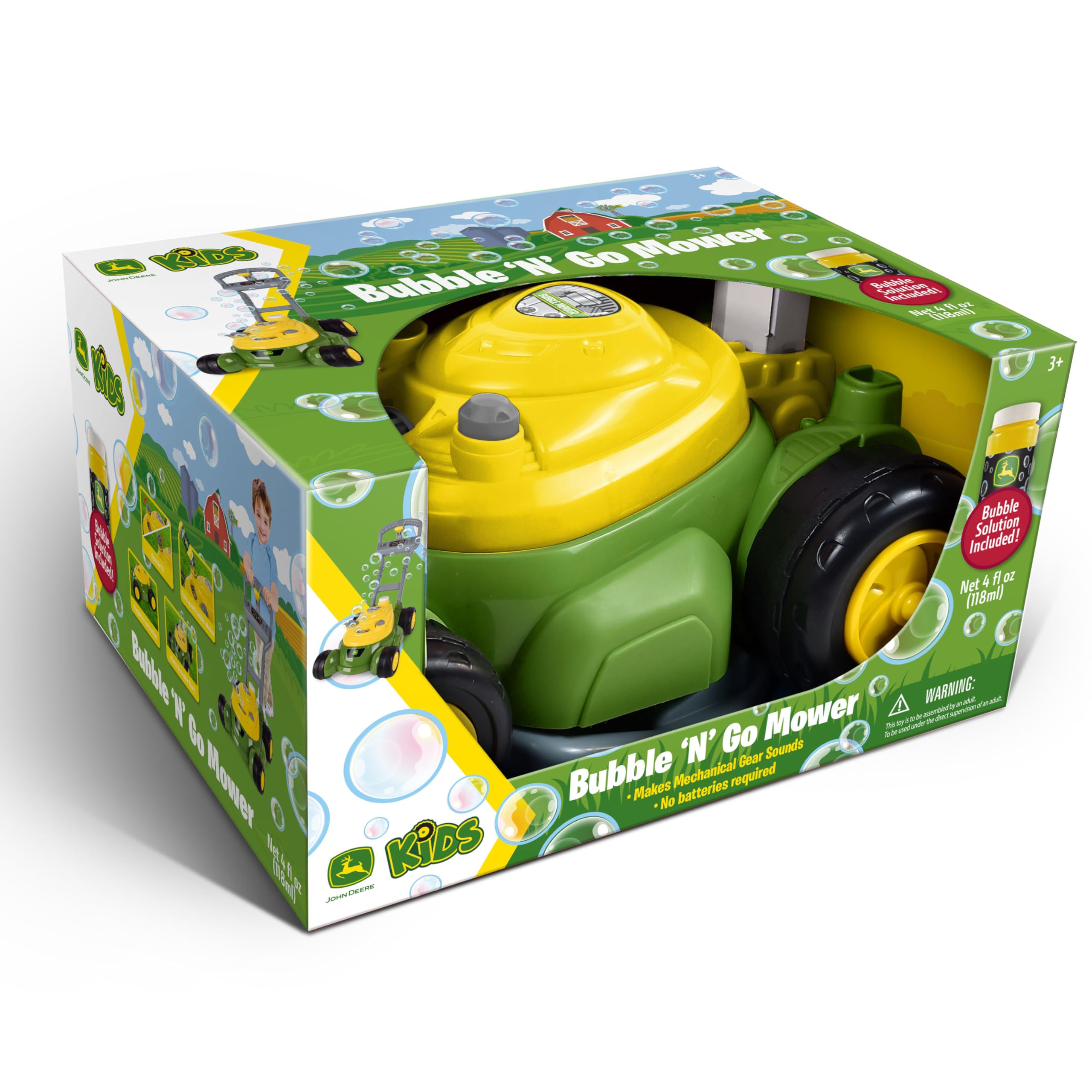 John Deere Bubble Lawn Mower Toy for Toddlers - Fun Bubble Blowing Machine for Kids Ages 2+ | No Batteries Needed | Perfect Outdoor & Indoor Play Toy for Boys & Girls | Great Birthday Gift & Party Favor for Preschoolers | Gardening Pretend Play for Backyard, Park & Playdates