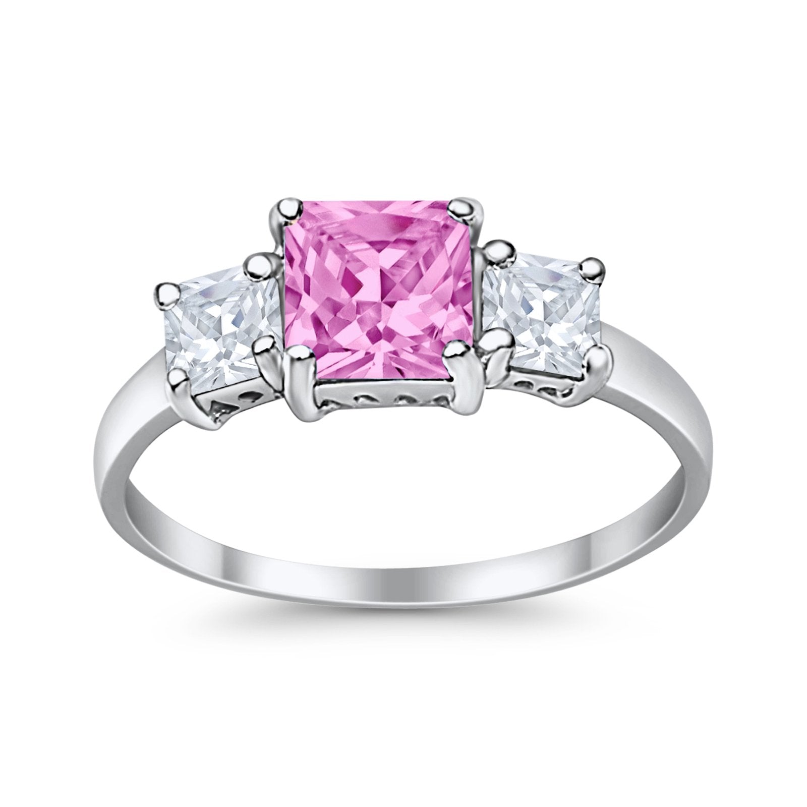 3 Stone Princess Cut Cubic Zirconia Ring - 925 Sterling Silver Fashion Jewelry for Women - Perfect for Weddings, Anniversaries & Special Occasions