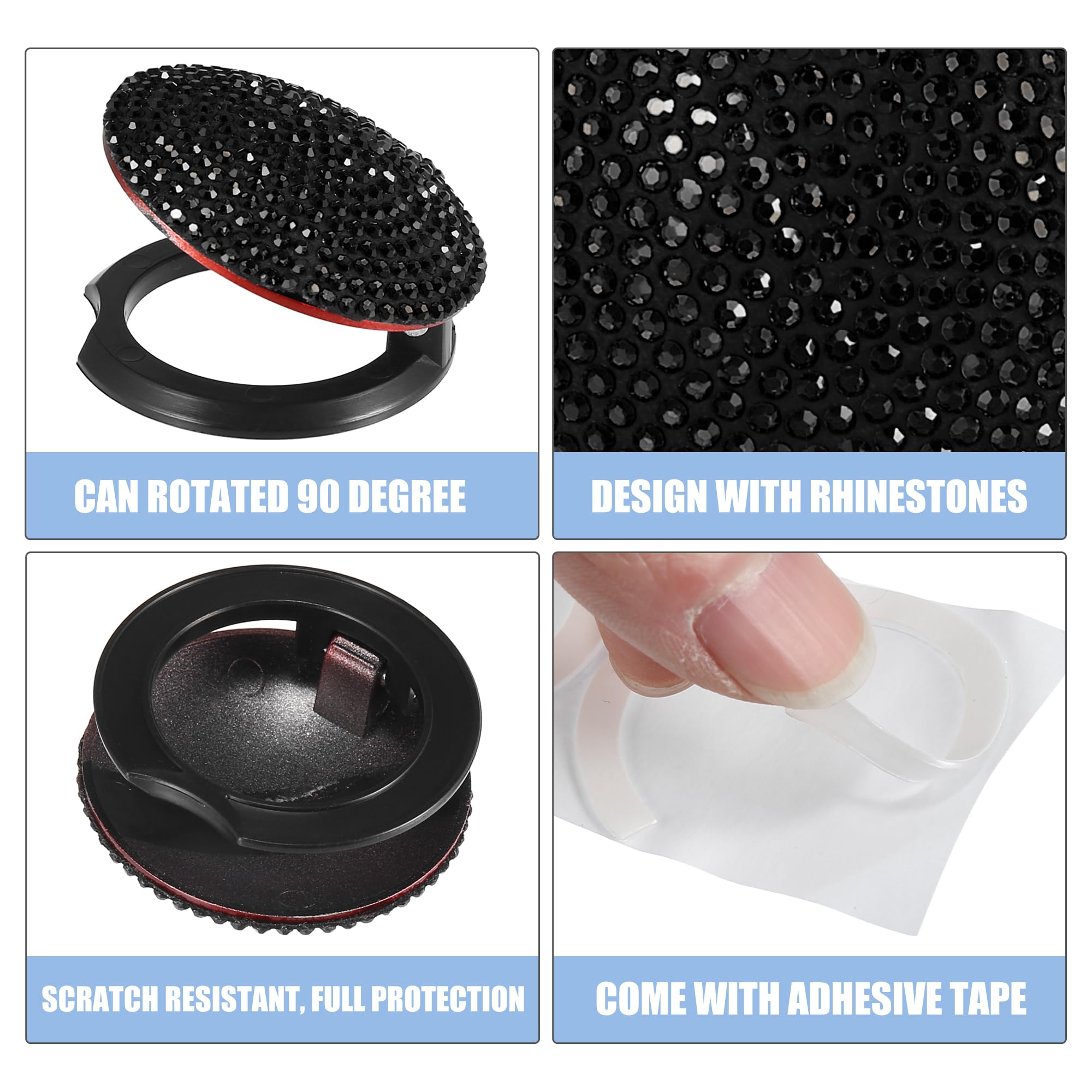 X AUTOHAUX Bling Car Start Stop Engine Button Cover - Black Rhinestone Anti-Scratch Universal Decorative Ring for Ignition Protection | Perfect for Luxury Cars, Gifts & Custom Vehicle Accessories