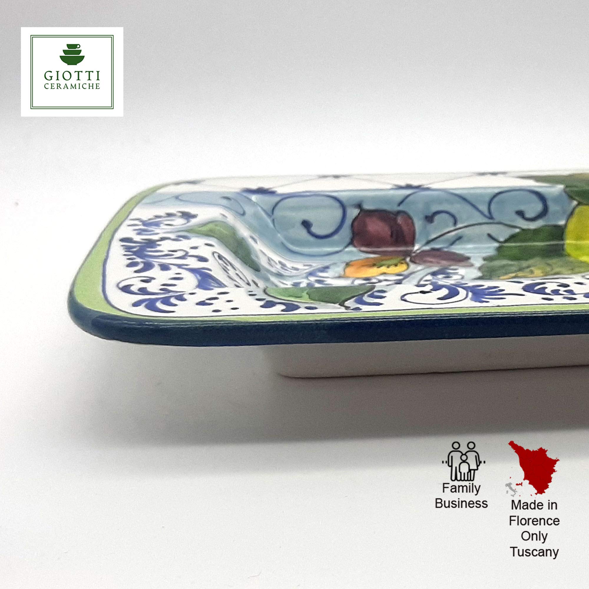 Italian Hand-Painted Ceramic Serving Tray - Large White & Blue Sparkle Lemon Design Tuscan Pottery - Kitchen Dinnerware for Meat, Salad & Appetizers - Made in Italy - Perfect for Entertaining, Dinner Parties & Home Decor