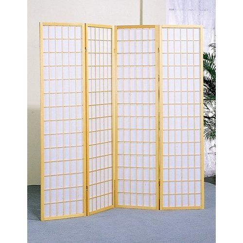 4 Panel Natural Oriental Shoji Screen Room Divider - Handcrafted Bamboo & Rice Paper Folding Partition for Home, Office, Yoga Studio & Meditation Space