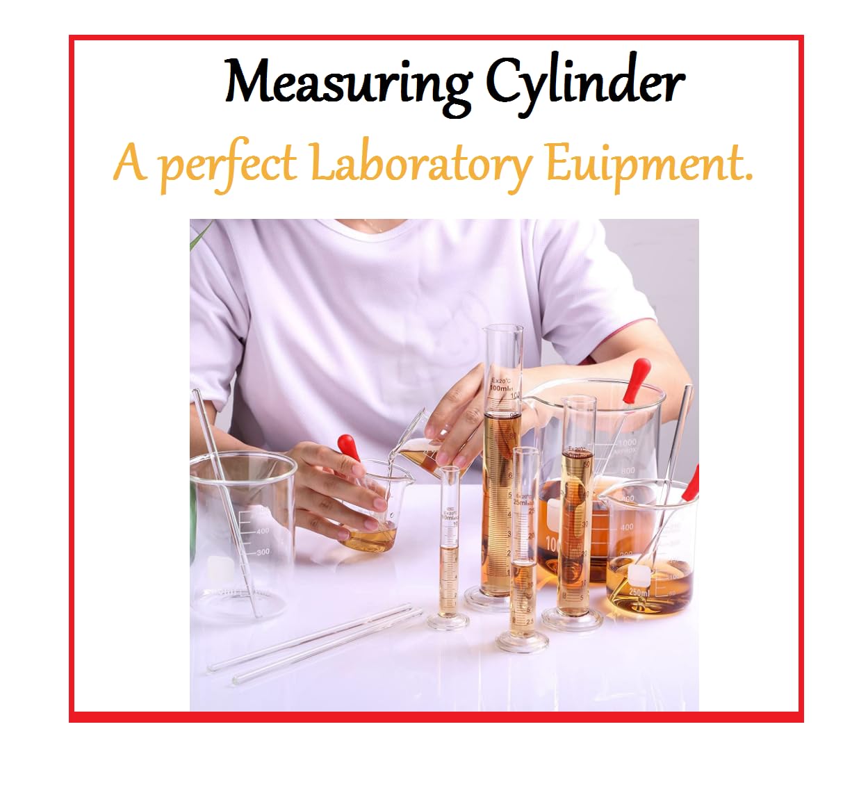 Borosilicate Glass 50ml Measuring Cylinder with Graduated Scale & Smooth Spout - Lab Quality Precision for Chemistry Experiments, Science Classrooms & Home Brewing (Pack of 1)