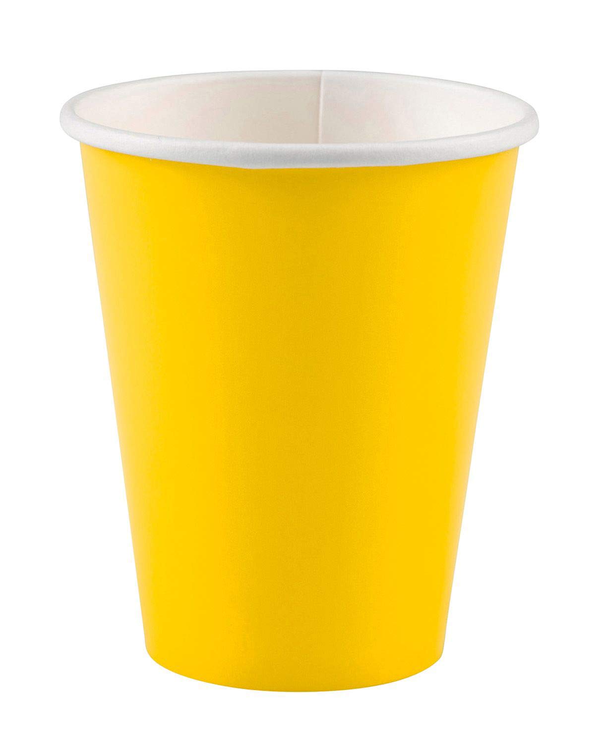 Sunshine Yellow 9 oz Paper Cups - Pack of 8 | Eco-Friendly Disposable Party Cups for Birthday, Wedding & Picnic Supplies