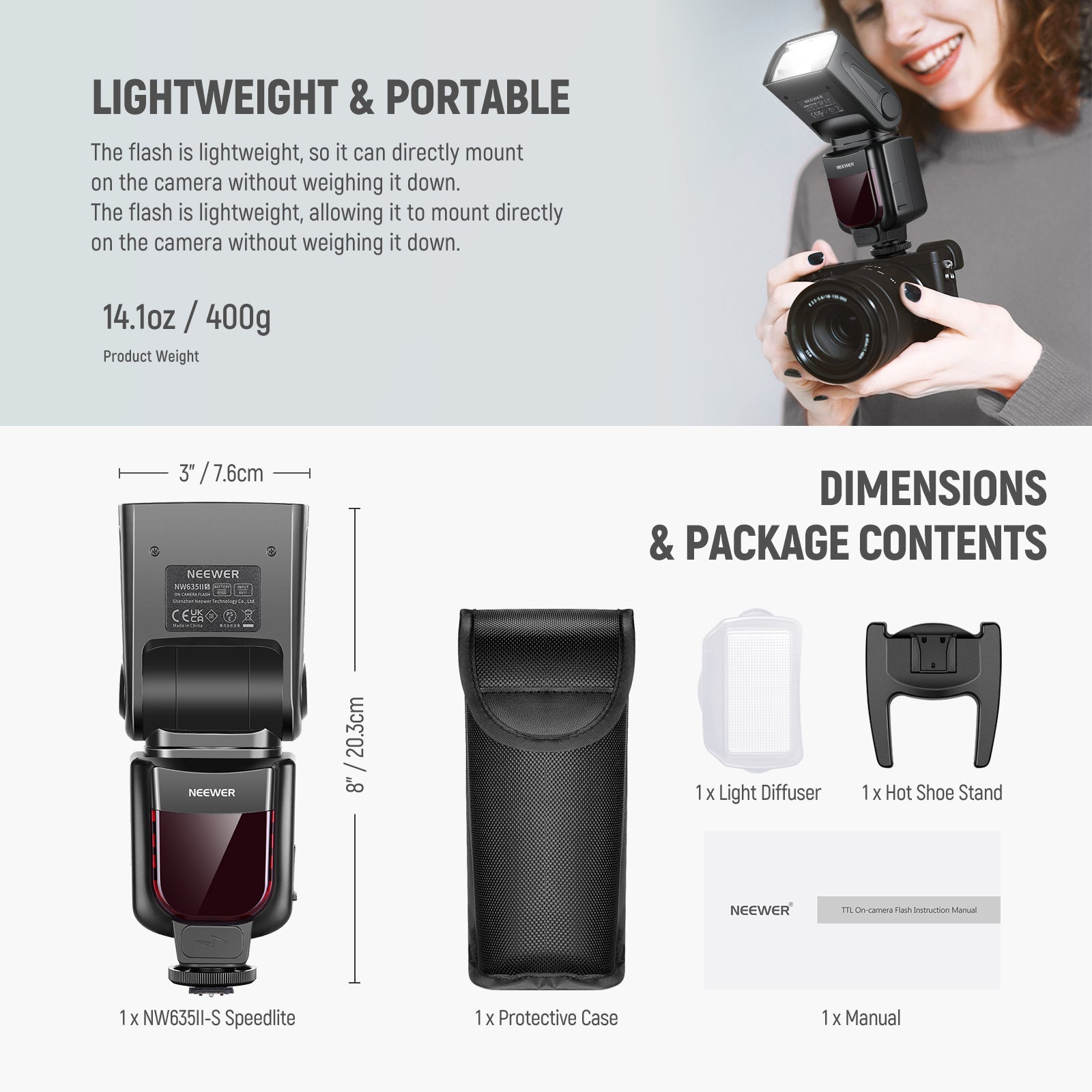 NEEWER NW635II S TTL Camera Flash Speedlite for Canon Nikon Sony DSLR - Professional Photography Lighting for Portraits, Events & Studio Shoots