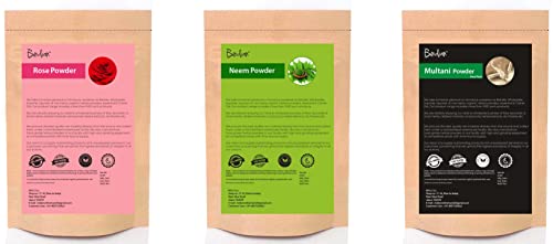 100% Pure Organic Rose Neem & Multani Powder - Natural Face Pack for Deep Pore Cleansing & Glowing Skin | Herbal Skin Care Treatment | DIY Facial Mask for Acne, Blackheads & Brightening (50x3g Sachets) - Perfect for Spa Days & At-Home Skincare Routines