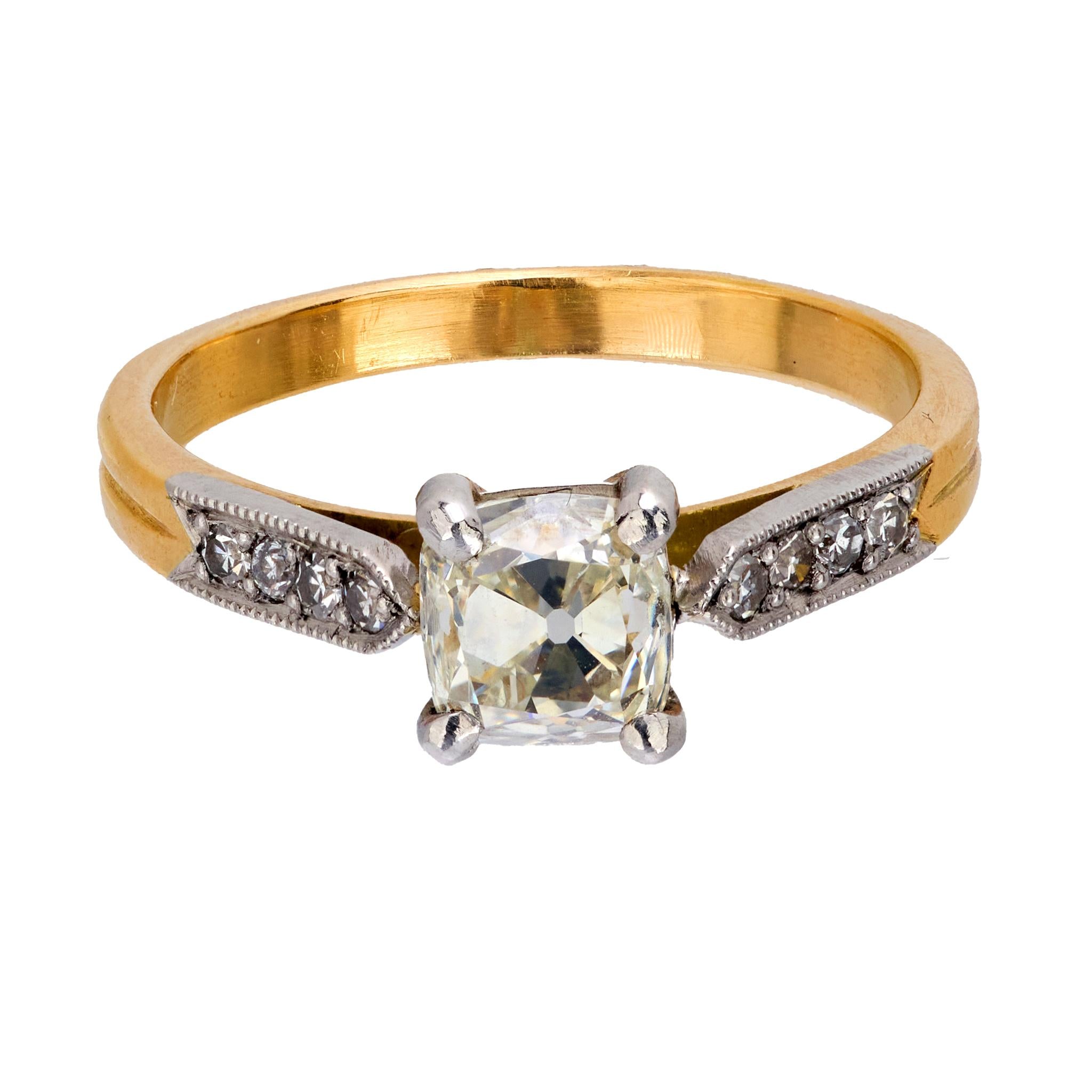Vintage French Old Mine Cut Diamond 18K Yellow Gold Engagement Ring for Women - Perfect for Proposals, Anniversaries & Special Occasions