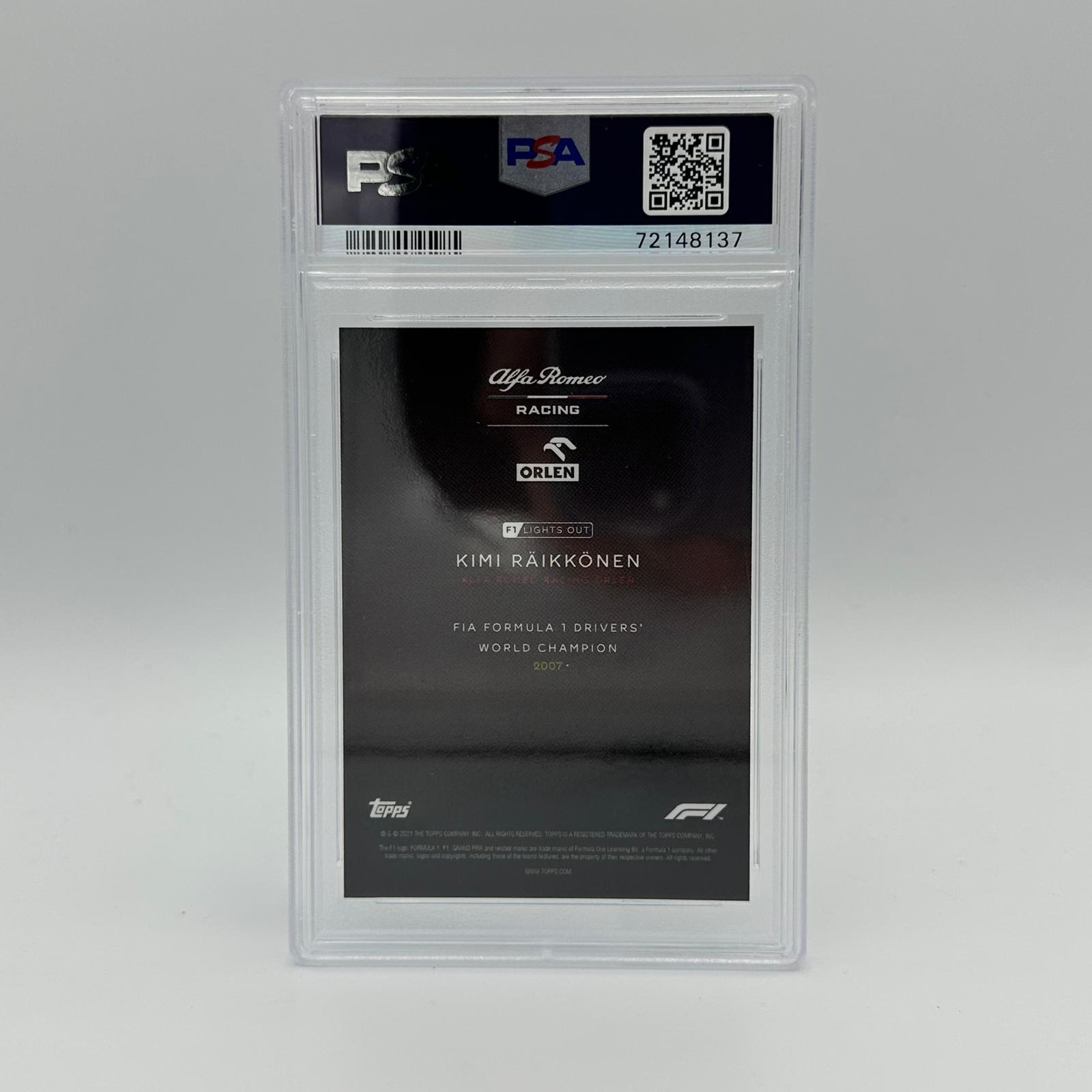 PSA 10 Graded 16/25 Kimi Raikkonen 2007 Formula 1 Drivers World Champion Trading Card - Rare Collectible for F1 Fans and Sports Memorabilia Enthusiasts