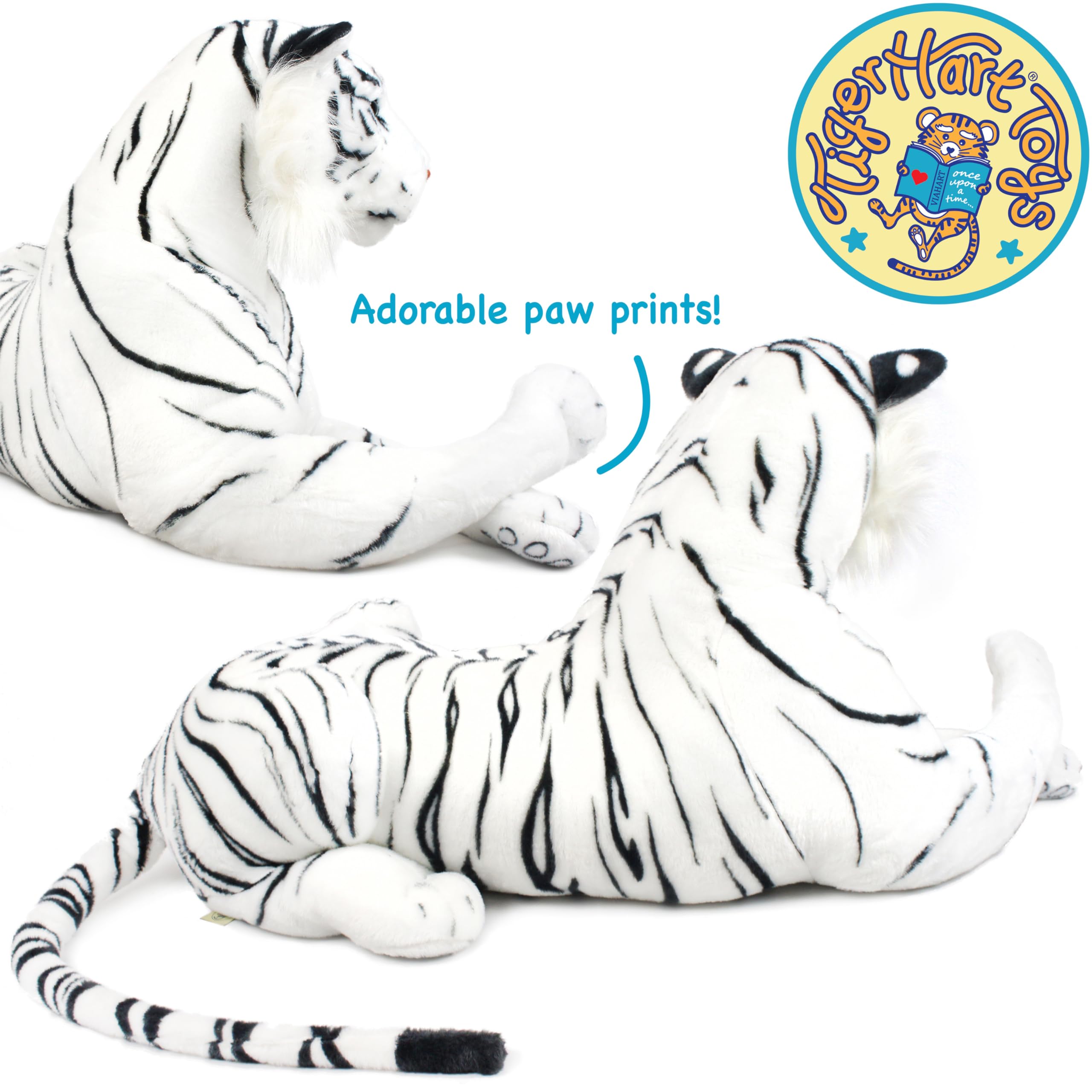 Timurova The White Tiger - 42 Inch Large Plush Stuffed Animal Toy, Soft Giant White Tiger Plushie for Kids, Adults, Home Decor, Nursery, Gifts | Perfect for Cuddling, Room Decor, and Birthday Presents