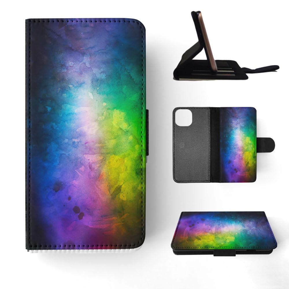 Rainbow Watercolor 111 FLIP Wallet Phone Case for Apple iPhone 15 - Slim Protective Cover with Card Holder & Stand Feature for Everyday Use